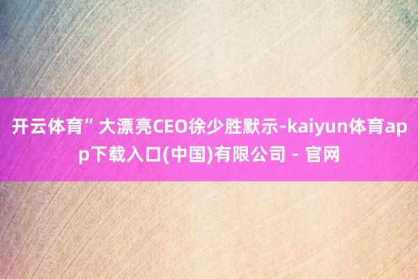 开云体育”大漂亮CEO徐少胜默示-kaiyun体育app下载入口(中国)有限公司 - 官网